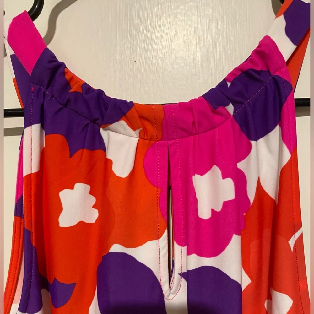 Jude Connally Bold Floral Dress in Orange, Fuchsia & Purple L - Picture 5 of 6